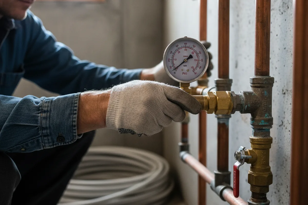 Pressure testing a repaired line during Water Line Repair in Carlotta